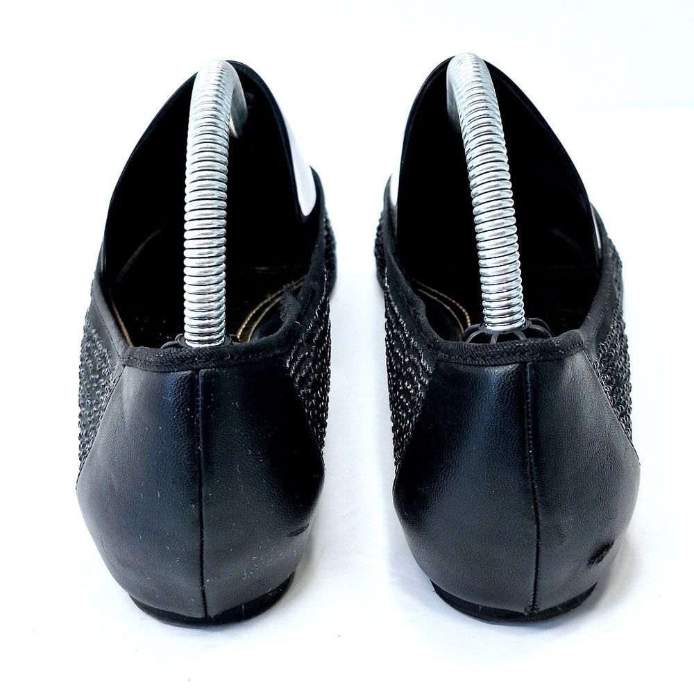 Jennifer Lopez Black Crystal Semi Sheer Pointy Toe Shoes Dress Flats Sz 9 - Picture 7 of 10
